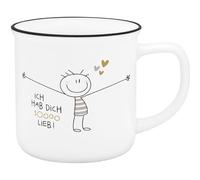Sheepworld Tazza smaltata con scritta in lingua tedesca Hab dich sooo lieb