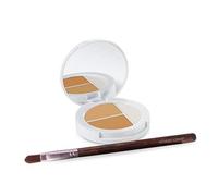 Sheer Cover Studio - Corceal e Brighten Highlight Trio - correttore bicolore - evidenziatore luccicante - tonalità media/marrone chiaro - con pennello correttore gratis - 3 grammi