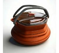SheerFaring Bollitore da Viaggio Pieghevole Bollitore Portatile Bollitore Campeggio Teiera Trekking in Silicone per Caffè Tè Pasti Disidratati Coperchio, Marrone Bombay