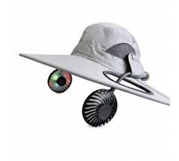 SheerFaring Cappello con Ventilatore Regolabile Cappello da Sole Cappello Larga Cappello LED con Ventilazione con Illuminazione Visibile E Raffrescamento con, 15公分带钢丝可调节拆卸风扇帽浅灰