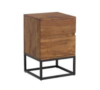 Sheesham - Comodino in legno massiccio con 2 cassetti, 40 x 38 x 60 cm