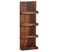 Sheesham - Mensola da parete, 30 x 80 x 10 cm, in legno massiccio, stile moderno, pieghevole, grande design, da appendere, per soggiorno, libreria da parete