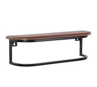 Sheesham - Mensola da parete, 50 x 15 x 13 cm, in legno massello/metallo, stile industriale, piccolo design, rettangolare, da appendere al soggiorno, da parete