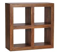 Sheesham - Mensola in legno massiccio, altezza 82 cm, 4 ripiani, design naturale, stile rustico