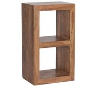 Sheesham - Mensola in legno massiccio, altezza 88 cm, 2 ripiani, design naturale, stile rustico