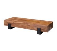 Sheesham - Tavolino da salotto, 115 x 22 x 44 cm, in legno massello/metallo, design moderno, colore: Marrone/Nero