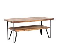 Sheesham - Tavolino da salotto, 90 x 50 x 40 cm, in legno massello/metallo, rettangolare, design industriale