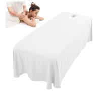 Sheet da tavolo da massaggio, fogli da letto di massaggio a colori solidi 190x80 cm, copertura per letto di bellezza lavabile per salone spa (bianco)