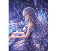 Sheet Music Book - Crystal Piano and Fantasy Elf: Blank Manuscript Paper with 12 Staves Per Page for Composition, Songwriting, Lessons, Practice, Notation and Creative Ideas | 100 Pages | 8.5 x 11