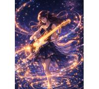 Sheet Music Book - Fantasy Guitarist Under a Starry Sky: Blank Manuscript Paper with 12 Staves Per Page for Composition, Songwriting, Lessons, ... and Creative Ideas | 100 Pages | 8.5 x 11