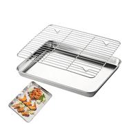 Sheet Pan - Nonstick Square Stainless Steel Baking Tray with Removable Cooling Rack | Multipurpose Oven Roasting Grill Set for Baking Roasting BBQ Food Preparation Kitchen Outdoor Table Garden Use