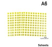 Sheets Number Stickers 1-100 Label Sticker For Diy Craft Nail Polish Glue Bottle Scrapbooking Diary Stationery Per Classificazione(A6)