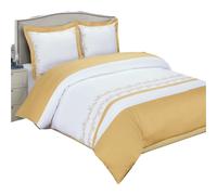 sheetsnthings 8 pezzi letto matrimoniale in un sacchetto Amalia ricamato oro e bianco set copripiumino incluso cotone 3 pezzi set copripiumino +