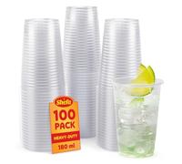 Shefa Bicchieri di plastica trasparente - 100-1000 - 3000 ForParty per birra, acqua e succo, per dessert e bevande fredde, tazze da granita, frappè e cocktail - 180 ml, 100 bicchieri di plastica