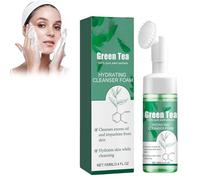 Shefave Schiuma per la pulizia del, tea tree, schiuma detergente, con spazzola per la pulizia del viso, detergente per i punti neri, controllo dell'olio, Siero di tè verde
