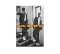 Sheff G X Sleepy Hollow - Stampa artistica da parete su tela con copertina autografata in edizione limitata, copertina dell'album musicale, pop hip hop, cantante rap, star, decorazione artistica da