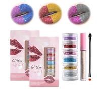 Sheglittary Glitter Lip Kit, 6 Colors Glitter Lip Kit, Sheglittary Pretty Glitter Lip Kit, Sheglittary Lipgloss - Diamond Glitter Lip Kit from Sheglittary, Glitter Lips Makeup(2Pcs)