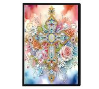 SHEGZHUC 14,5 x 21 cm Diamond Painting Taccuino A5 Bianco Diamante Painting Taccuino Diamond Painting Strass Special Pietre Speciali Diario Ragazze Regalo || Croce Gesù