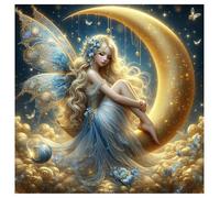 SHEGZHUC 40 x 40 cm Diamond Painting Farfalla Elfo Diamond Painting Angelo con ali di luna gialla mosaico di diamanti pittura arte ricamo punto croce immagini regalo decorazione da parete