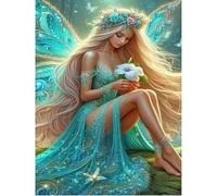 SHEGZHUC 40 x 50 cm Diamond Painting Fata delle farfalle Elfo Verde Diamond Painting Angelo con ali biondo fiori mosaico diamante pittura arte ricamo punto croce immagini regalo decorazione da parete