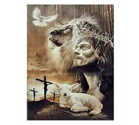 SHEGZHUC 40 x 50 cm Diamond Painting Gesù Cristo Diamond Painting Gesù Leone Colomba Agnello Diamond Painting Croce Gesù Diamante Pittura Arte Ricamo Punto Croce Immagini Regalo Decorazione da Parete
