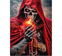 SHEGZHUC 40 x 50 cm, pietre quadrate per pittura con diamanti e teschio, scheletro rosso, mantello gotico horror mosaico, pittura artistica, ricamo a punto croce, idea regalo