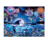 SHEGZHUC 50 x 40 cm Diamond Painting Delfini mondo subacqueo Paesaggio Diamante Painting Pietre quadrate delfino nave mare diamante pittura arte ricamo punto croce immagini regalo decorazione da