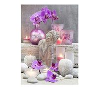 SHEGZHUC 5D Diamond Painting Buddha 40 x 50 cm Painting Diamonds Orchidee Dipingere con i Numeri Buddha Kit Pittura di Perline 5D Fiori Orchidee Puzzle Buddha Punto Croce Candela Paint Diamond Adulti