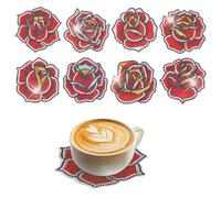 SHEGZHUC 8 Pezzi Diamond Painting Sottobicchieri Rose Rosse con Supporto Diamante Arte Pittura Diamanti Sottobicchieri Fiori Quadri da Ricamare a Punto Croce Sottobicchiere per Bevande Caffè Rose