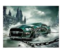 SHEGZHUC Diamond Painting Auto Verde 40 x 30 cm Diamond Painting Immagini Auto Diamond Painting Auto Sport Mosaico Diamante Pittura Arte Ricamo Punto Croce Immagini Regalo Decorazione da Parete