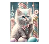 SHEGZHUC Diamond Painting Gatto Colorato 30x40cm Pittura Diamante Gatto Puzzle Gatti Mosaici Gatti Ricamo Punto Croce Gatto Cenno Casa Delle Caramelle Palla Diamond Painting Animali Crystal Art Gatto