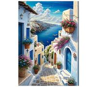 SHEGZHUC Diamond Painting Paesaggio mare 30 x 40 cm Diamond Painting Santorini Diamond Painting Casa sul mare città meridionale mosaico diamante pittura arte ricamo punto croce immagini regalo