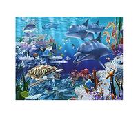 Shegzhuc Diamond Painting Paesaggio Mare 50x40 cm 5D Delfini Tartarughe Cavalluccio Marino Punto Croce Kit da Ricamare Bambini