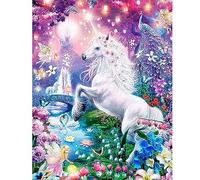 SHEGZHUC Diamond Painting Unicorni 40x50 cm Diamond Painting 5D Unicorno Pavone Puzzle 5D Diamond Kit Pavoni Diamond Painting Fate e Unicorni 5D Diamond Painting Fata Farfalla Rosa Diamonds Animali