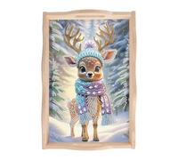 SHEGZHUC Diamond Painting - Vassoio da portata con manici, 20 x 30 cm, con diamante, motivo: cervi, animali, in legno, rettangolare, per la colazione