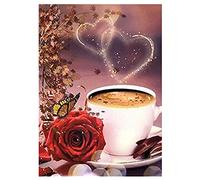 SHEGZHUC Painting Diamond 5D Caffè 30 x 40 cm Diamond Painting Caffe Diamond Painting Tazze di Caffè Puzzle Diamond Coffee Rosa Rossa Diamond Painting Puzzle Croce Fiori Diamond Painting 5D Fiori
