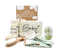SHEGZHUC Set 6 in 1 per la cura delle unghie per neonati, set per la cura delle unghie, spazzola per capelli e pettine, sacchetto di tela, bavaglini per ciuccio