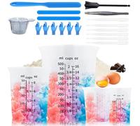 SHEGZHUC Set Da 31 Pezzi Misurino In Resina Epossidica Misurini Cucina In Silicone A Nido D'ape Da 4 Pezzi Caraffa Graduata 120/250/500 Ml(CUPS/OZ) Spatola In Silicone Asta Per Mescolare Artigianato