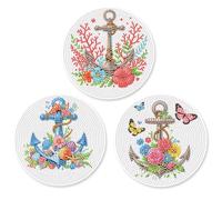 SHEGZHUC Set di 3 tovagliette da tavola con ganci da pirata, 15 cm, con diamante, con tappetino antiscivolo, per tavolo, per ciotole, pentole, padelle