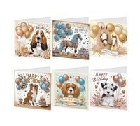 SHEGZHUC Set di 6 biglietti di auguri per cani e cavalli Diamond Painting, biglietti di ringraziamento, biglietti di auguri per le vacanze, ricamo a punto croce, diamante pittura regalo