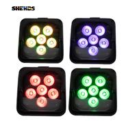 SHEHDS 4 pz Batteria LED 6x18 w RGBWA + UV 6in1 Par Telecomando Senza Fili DMX512 Telefono WIFE Wash 4Pcs 6x18W