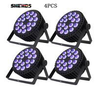 SHEHDS 4PCS In Lega di Alluminio LED Piatto Par 18x12W RGBW/18x18W RGBWA + UV Illuminazione A LED DMX512 Discoteca Professionale Stage DJ Attrezzature 4pcs 18x12W