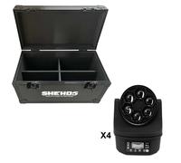 SHEHDS LED BEE EYE 615 BUNDLE 4 TESTE MOBILI EFFETTO LUCE BEAM E WASH RGBW 6 X 15 WATT DMX + CASE