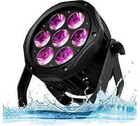 SHEHDS Par Luce IP65 Impermeabile Esterna LED 7x18W RGBW UV Stage Wash/Strobe Light DMX512 Suono Attivato Uplight Fanless Silenziato DJ per Natale Spettacolo Matrimonio