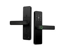 SHEHUALI Maniglia della porta intelligente, Serratura biometrica for impronte digitali App Smart Lock nera Sblocco remoto senza chiave(Black 22 200)