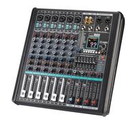 SHEHUALI Mixer per DJ, Console di Missaggio A 6 Canali Mono Monitor Low Cut 99 Effetti DSP Pad Mixer Audio Audio EQ A 7 Bande Registrazione USB