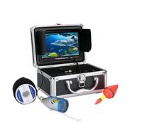 SHEHUALI Telecamera Subacquea, 2. 0m / 30m / 50m 100 0TVL Kit videocamera da pesca sott'acqua 12 PCS LED. Luci con monitor a colori a 7 "pollici,Fishfinder(SYF001M-20M)