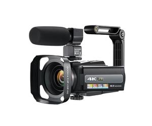 SHEHUALI Videocamera, Videocamera 4K 48MP UHD WiFi IR Visione notturna Vlogging Camera for YouTube Zoom digitale 16X Touch Screen