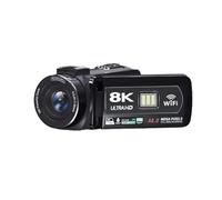 SHEHUALI Videocamera, Videocamera HD 8K, touch screen LCD da 3 pollici, zoom digitale 18x, videocamera portatile Ultra HD WIFI(With 64GB Card)