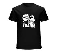 SHEIRYTOO I Like Trains' Funny 100% Cotton T-Shirt Men's Man Black L